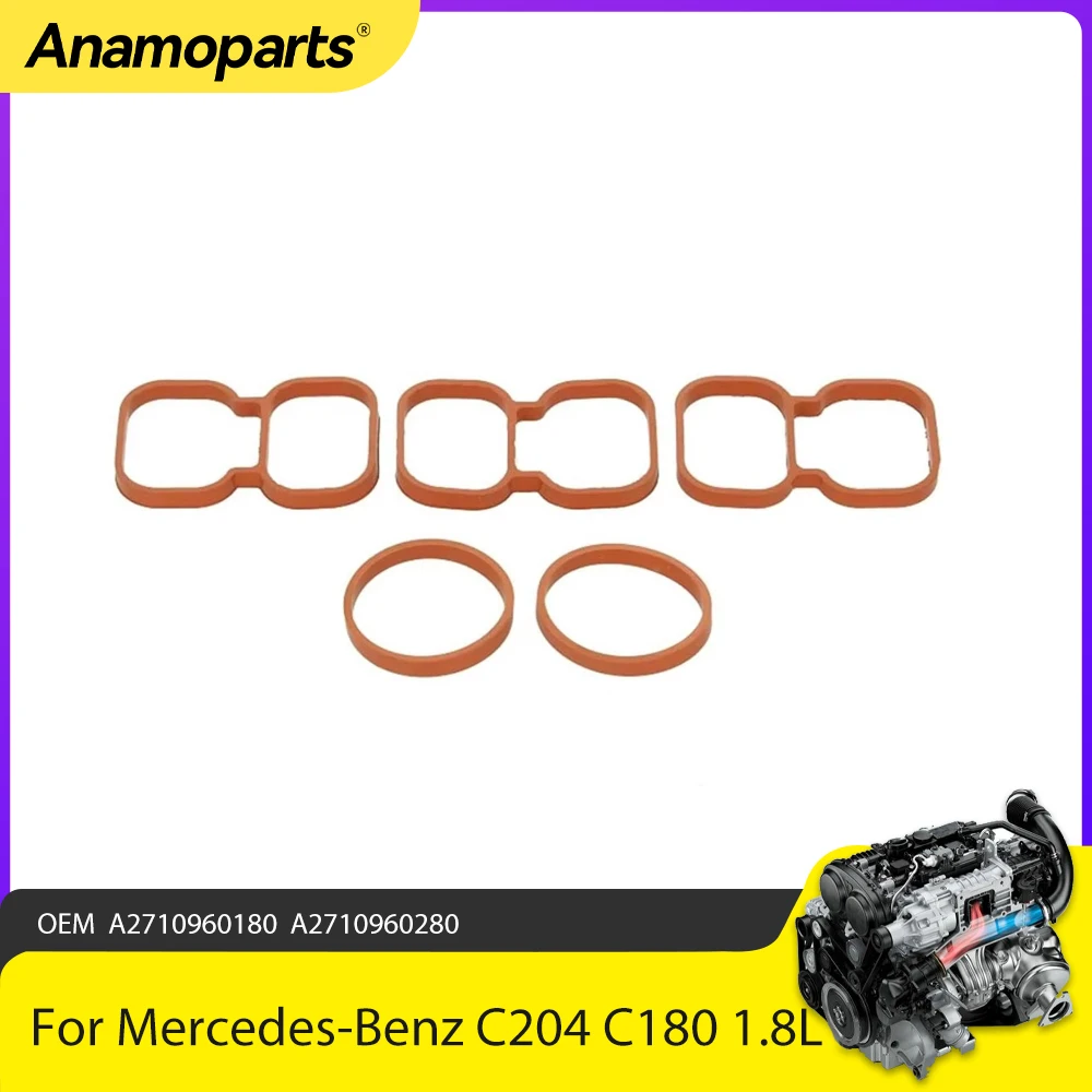 Engine Parts Intake Manifold Gasket Set Fit 1.8 L M271 Gas For 09-14 Mercedes-Benz C204 C180 C250 SLK250 W212 1.8L A2710960180