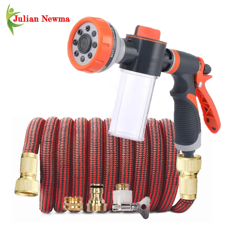 Flexible Magic Expandable Garden Hose High Pressure Car Wash Water Hose Pipe With Foam Spray Gun Set  Watering Irrigation Tools