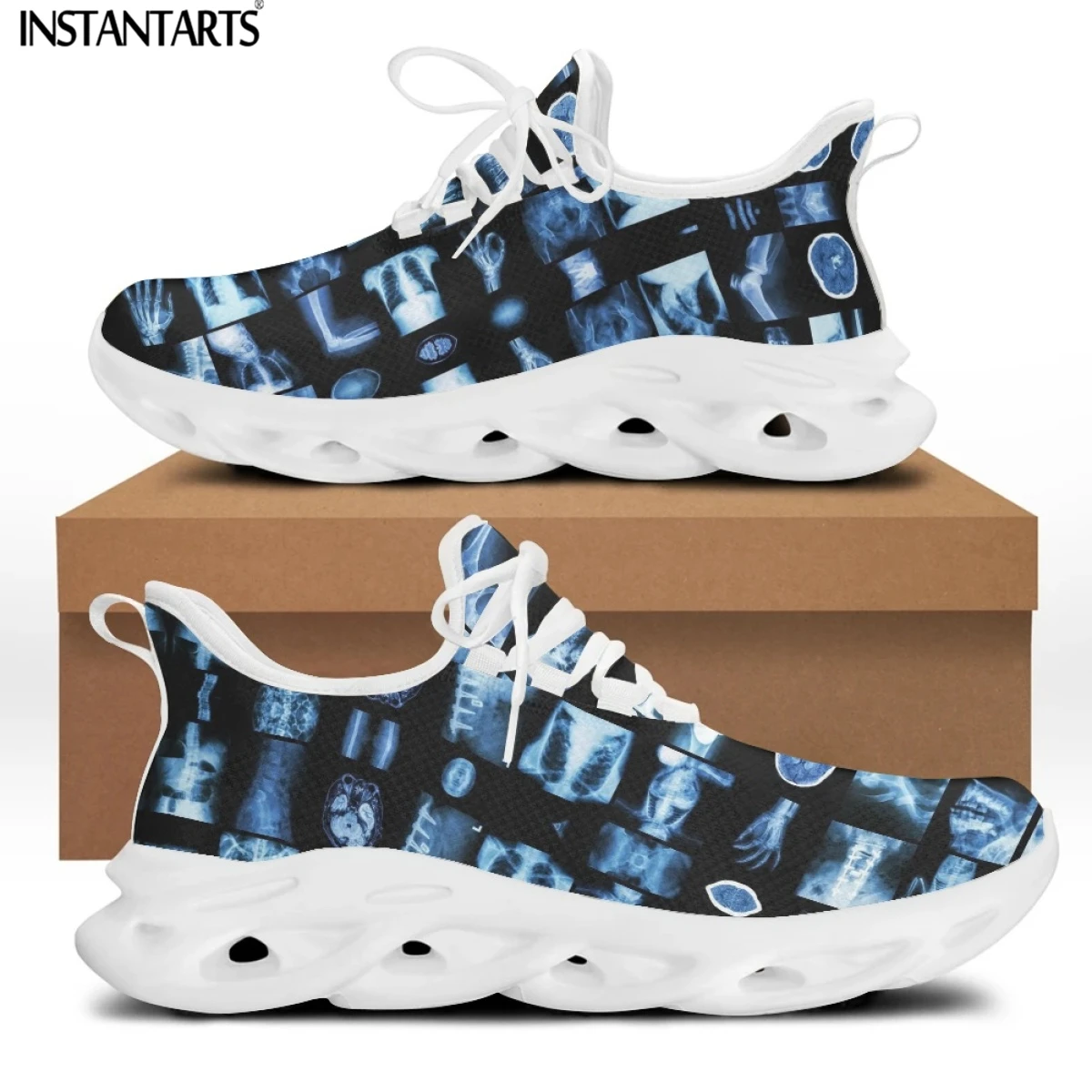 INSTANTARTS Fashion Mesh Sneakers Shoes Radiologic Technologist Blue Print Women Lightweight Flats Footwear Zapatillas Hombre