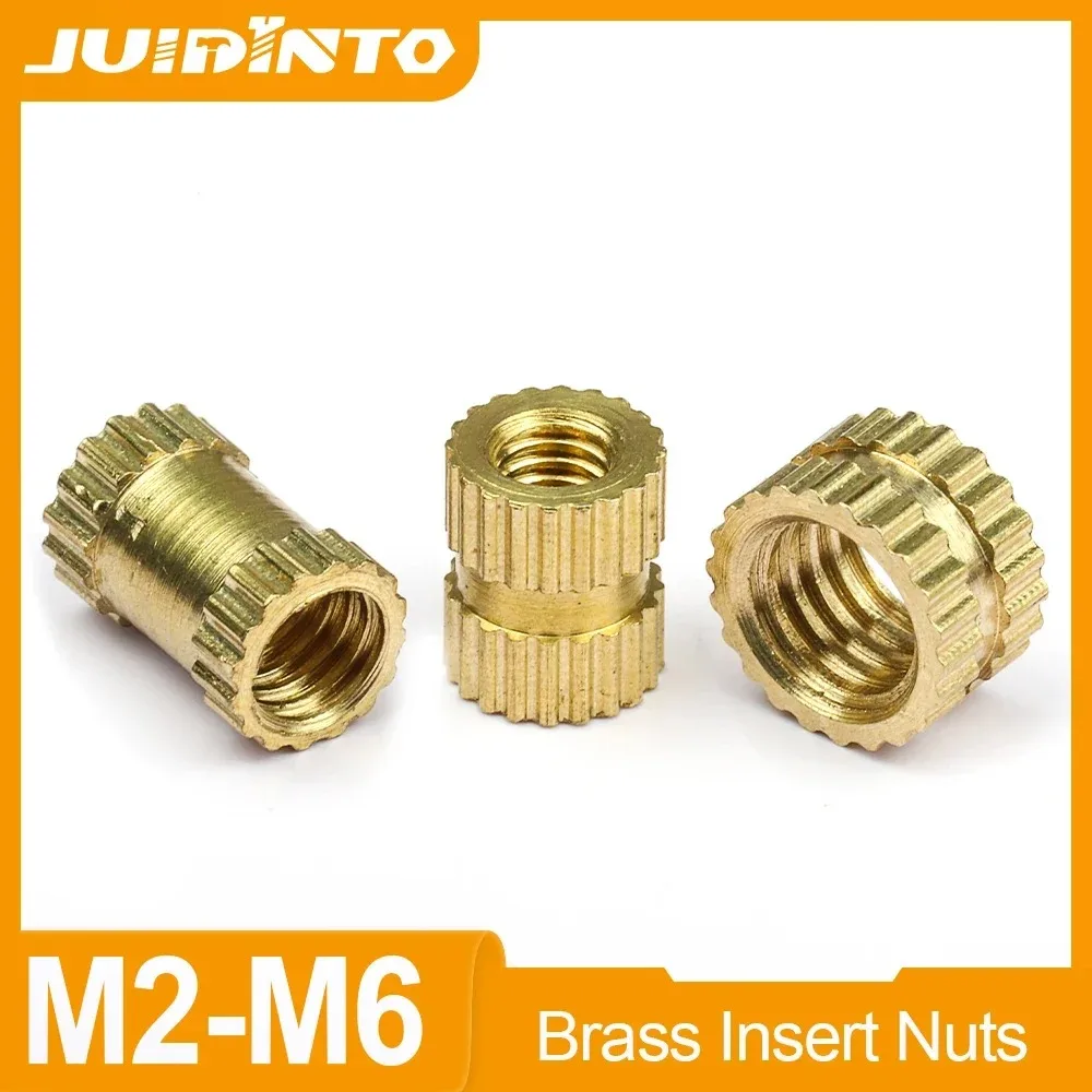 JUIDINTO 10-50pcs/bag Brass Knurled Threaded Insert Nuts M2 M2.5 M3 M4 M5 M6 for Plastic,Wood,3D Printing,Laptop Repair