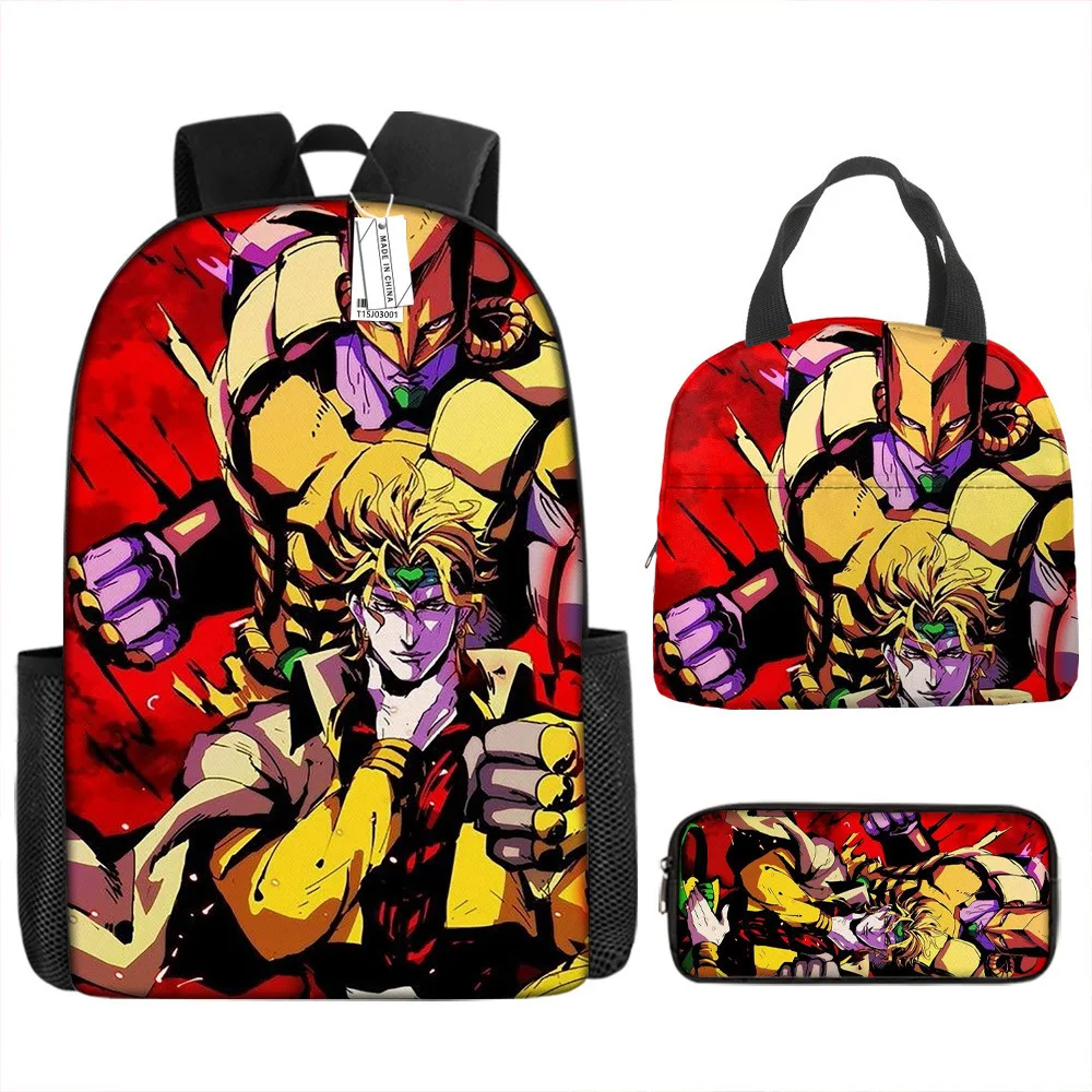 Trendy Popular JoJo Wonderful Adventure 3D Print 3pcs/Set Student School Bags Laptop Daypack Backpack Lunch bag Pencil Case