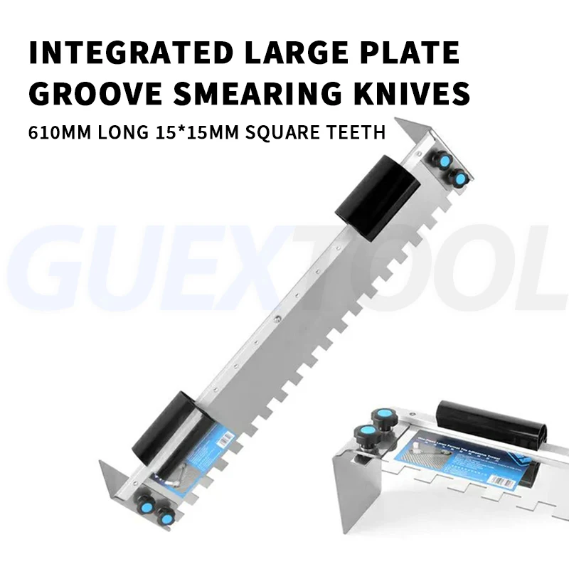 Espátula De Aço Inoxidável Lâmina De Toothed Pavimentação Plastering Telha Cerâmica Adesivo Raspagem Chorume Puxando Groove Plastering Tool Parede Curva Handle Multifuncional Decoração de aço inoxidável Super Long Squa