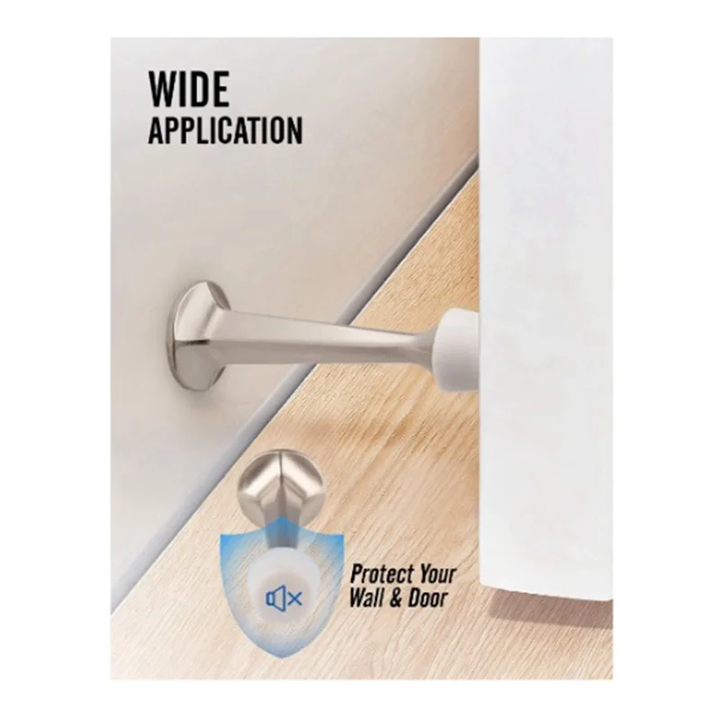 A26F-12Pcs Heavy Duty Solid Rigid Door Stops With Rubber Tips Zinc Die Cast Zinc Alloy Door Stops For Walls&Doors