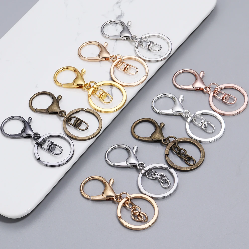 5Pcs/lot Keychain Ring Lobster Clasp Hooks Split Key Ring Swivel Connector keychain Keyrings Hook For Jewelry Making Accessories