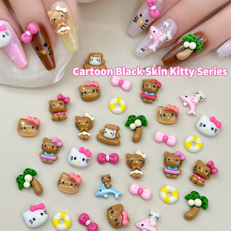 5 pezzi Sanrio Cartoon Nail Charms decorazione per unghie materiali fai da te Kawaii Hello Kitty artigianato fai da te accessori regalo