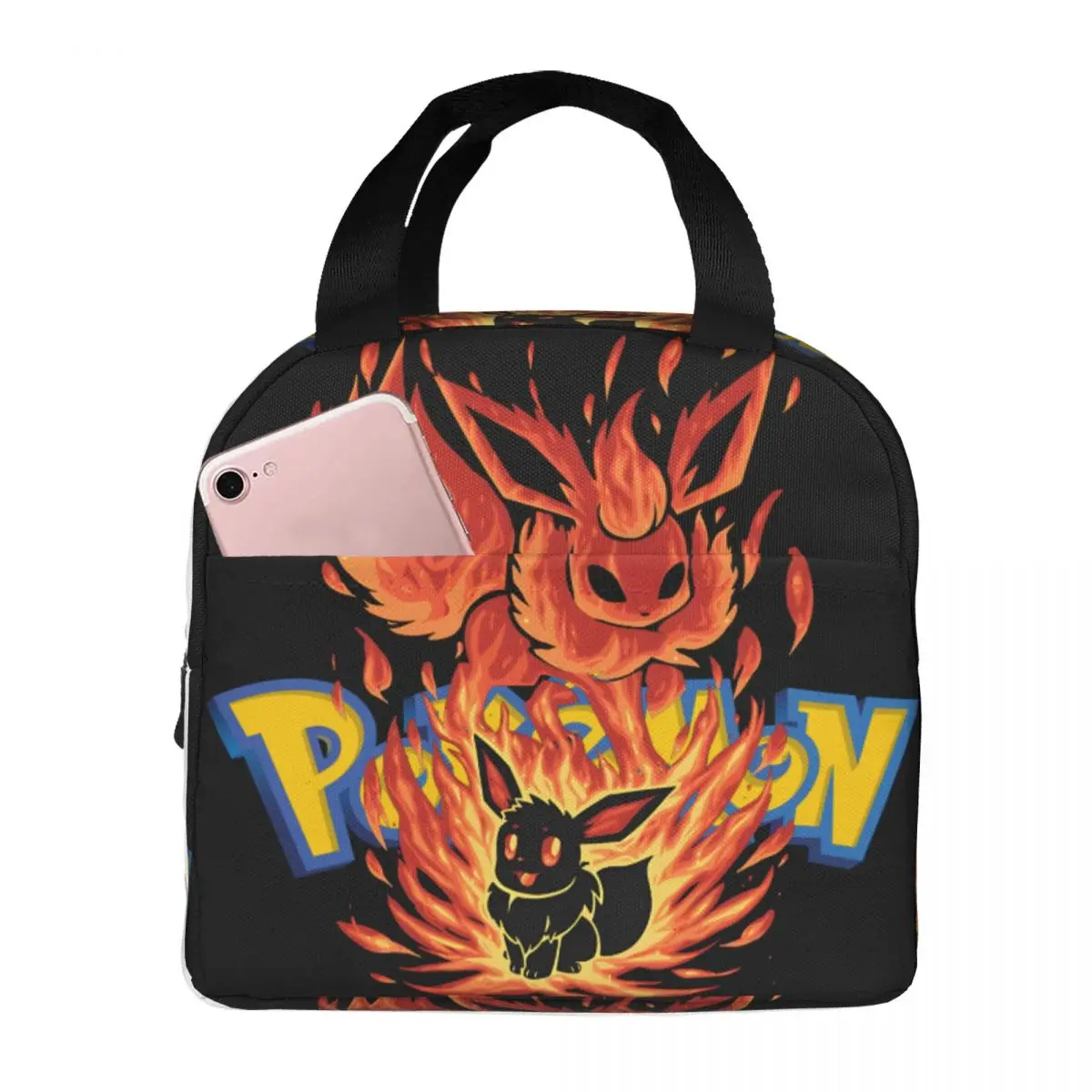 Durable Waterproof For Women Kid Pokemon Picnic Storage Thermal Silhouette Fire Evolution For Lunch Food Box