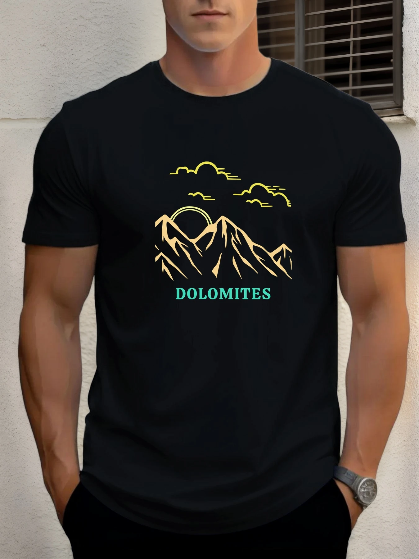 

Men's Short Sleeve T-shirt Dolomites Print Summer Round Neck Oversized Casual Fashion High Quality Cotton Breathable Soft