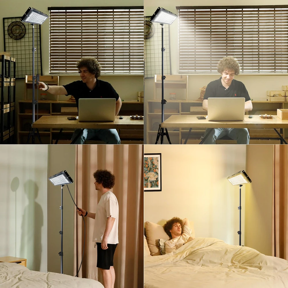 高さ調節可能なLEDフロアランプ 屋外/屋内用 タイマー付き、調光可能なスタンディングタスクライト 庭、キャンプ、オフィス、寝室用