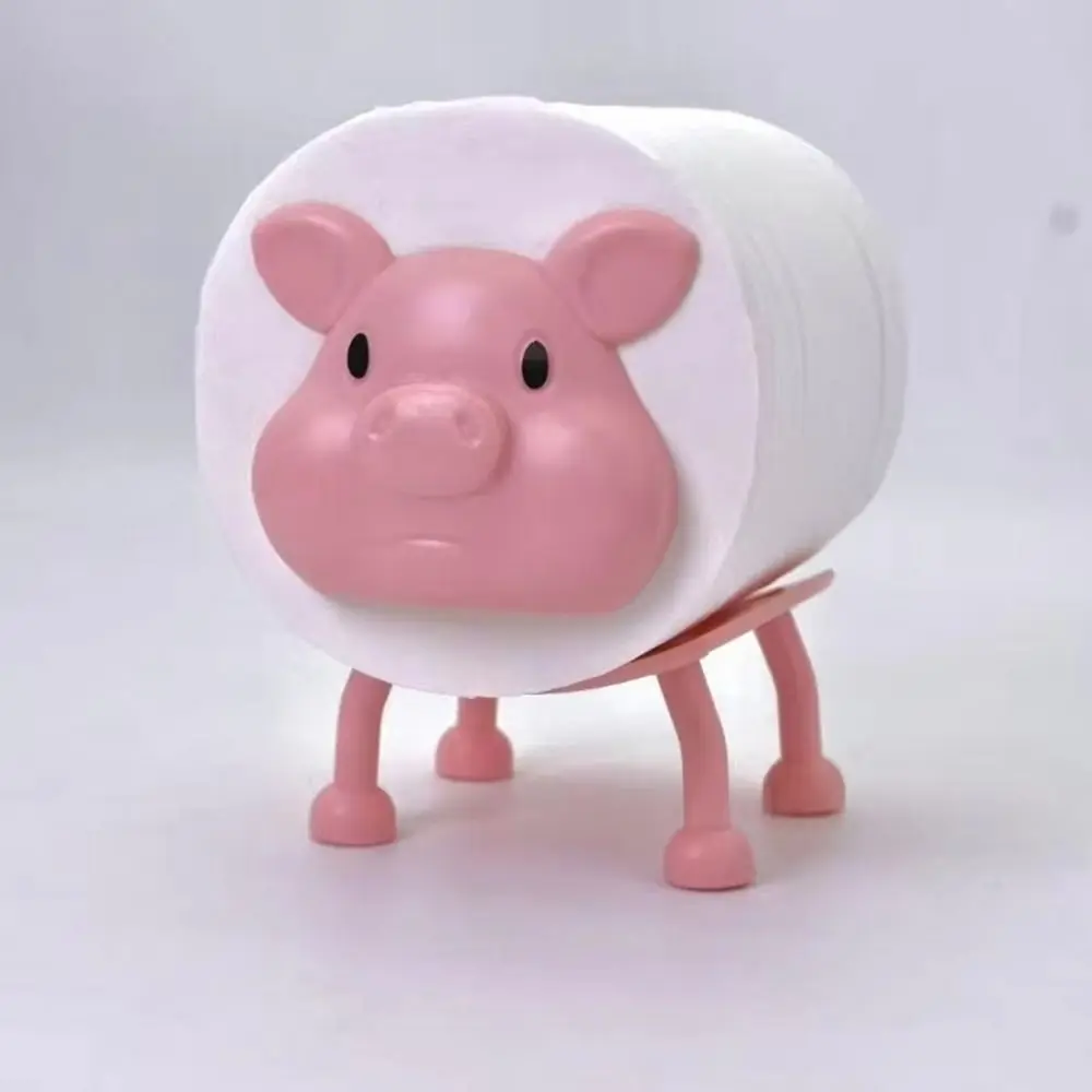 Soporte de papel higiénico Panda gato cerdo, portarrollos de papel higiénico con estampado 3D de animales, estante de almacenamiento de papel tisú independiente, decoración de baño