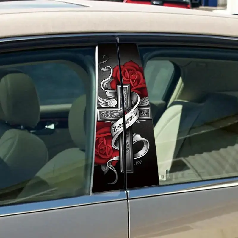 Car Graffiti Sticker Auto B Pillar Rose Graffiti Decals Artistic Sense Auto Personality Sticker For B-Pillar Dimensions Of Most