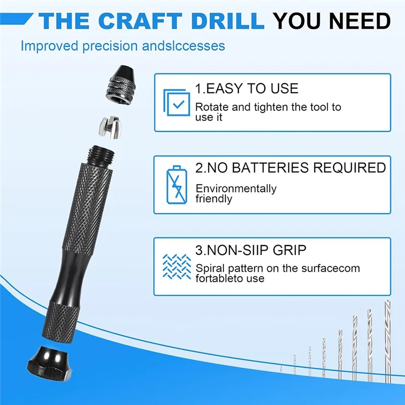 

ABCA-26 PCS Pin Vise Hand Drill Manual Jewelry Set, Micro Drill Bits(0.5Mm-2.5Mm) And Rotary Craft Drill