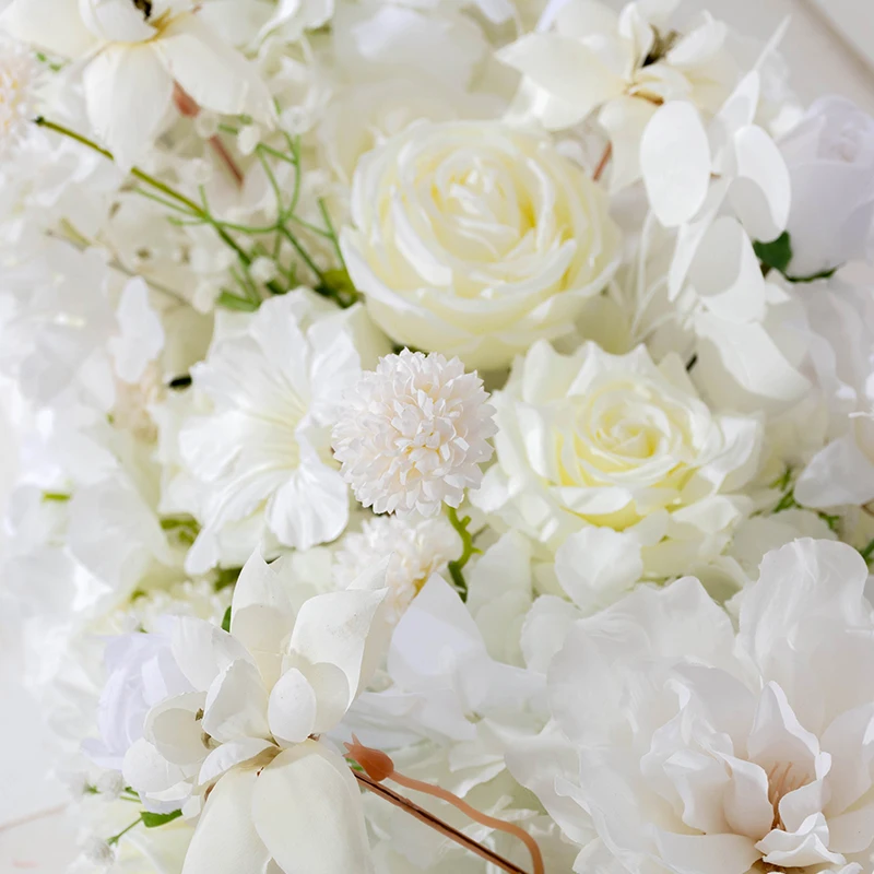 200cm Luxury White Rose Artificial Flower Row Table Centerpiece Wedding Flowers Backdrop Wall Arches Decor Party Stage Floral