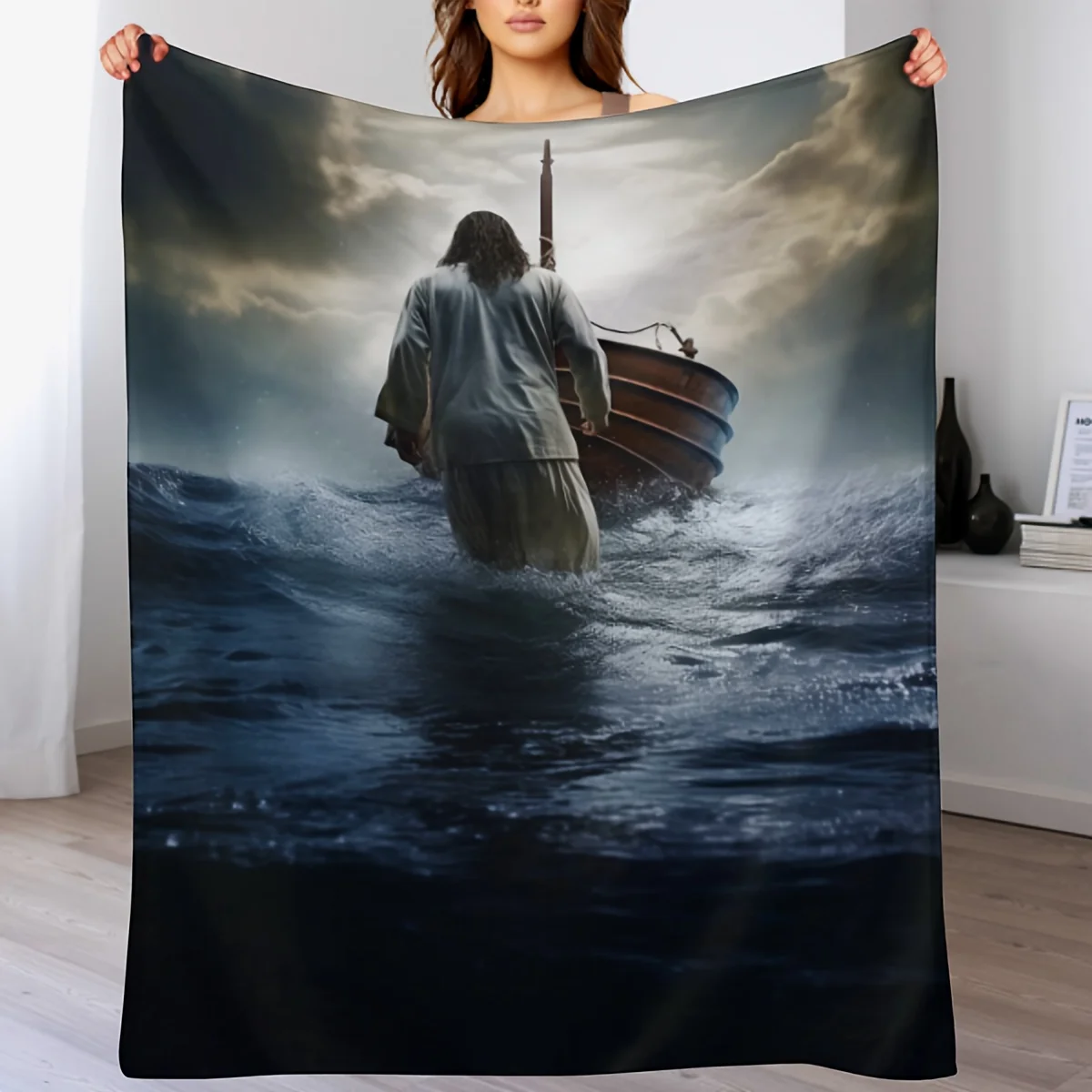 Современное шерстяное одеяло с изображением Иисуса Христа — мягкое и теплое многофункциональное полиэфирное фланелевое одеяло для диванов, диванов,