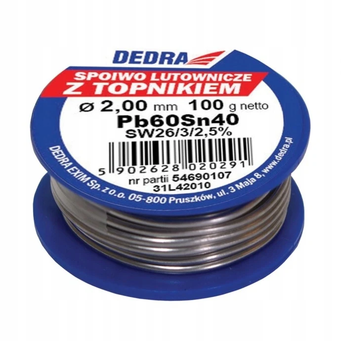 Soldeer met fluxsoldeerband 2 mm 100 g 40% SN