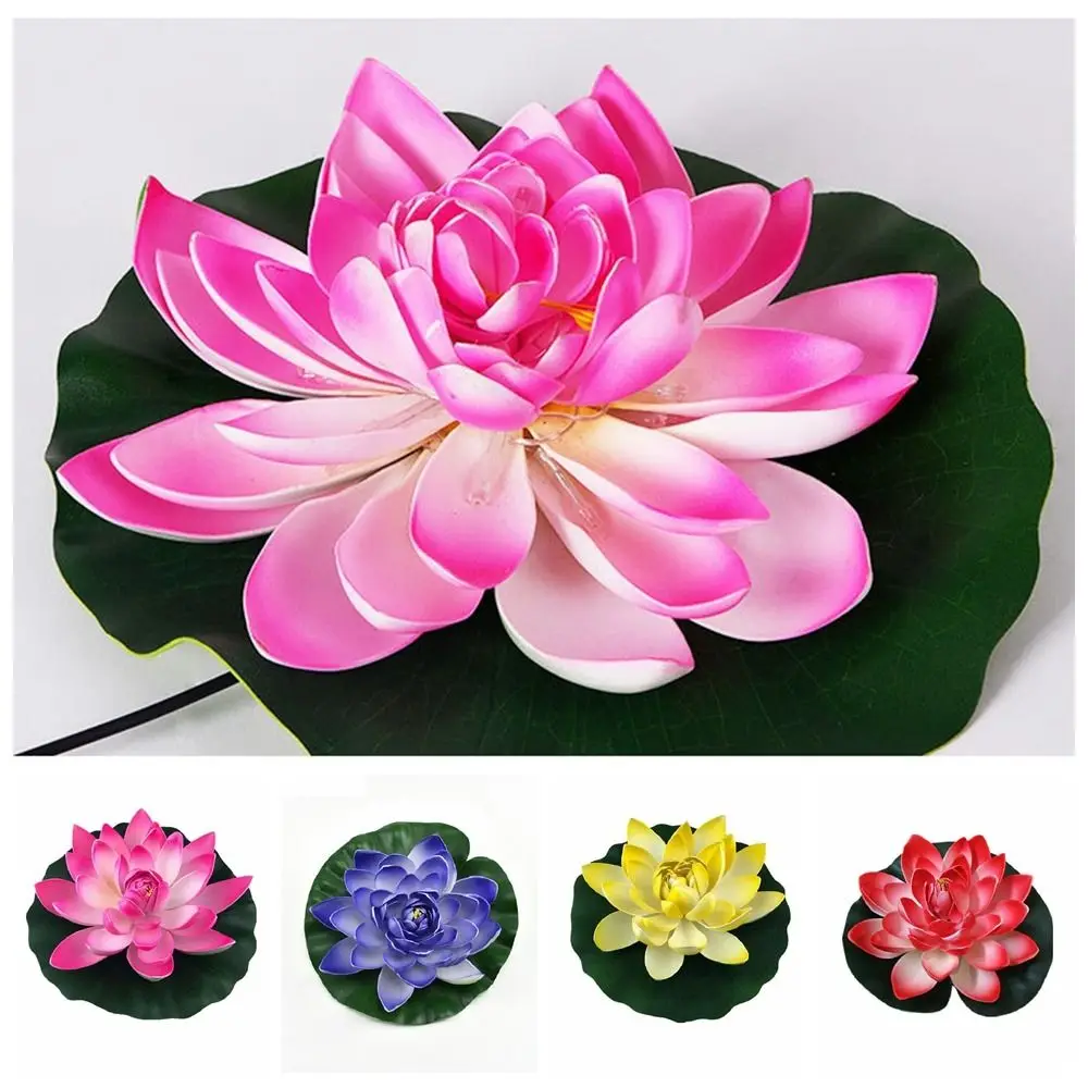 

Portable Floating Lotus Lamp 18/30cm Artificial River Lamp Garden Decor Lifelike Landscape Light Stage