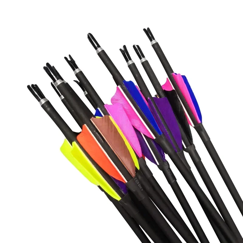 6/12pcs Archery Carbon Arrows Hunting Spine900 OD7mm 2