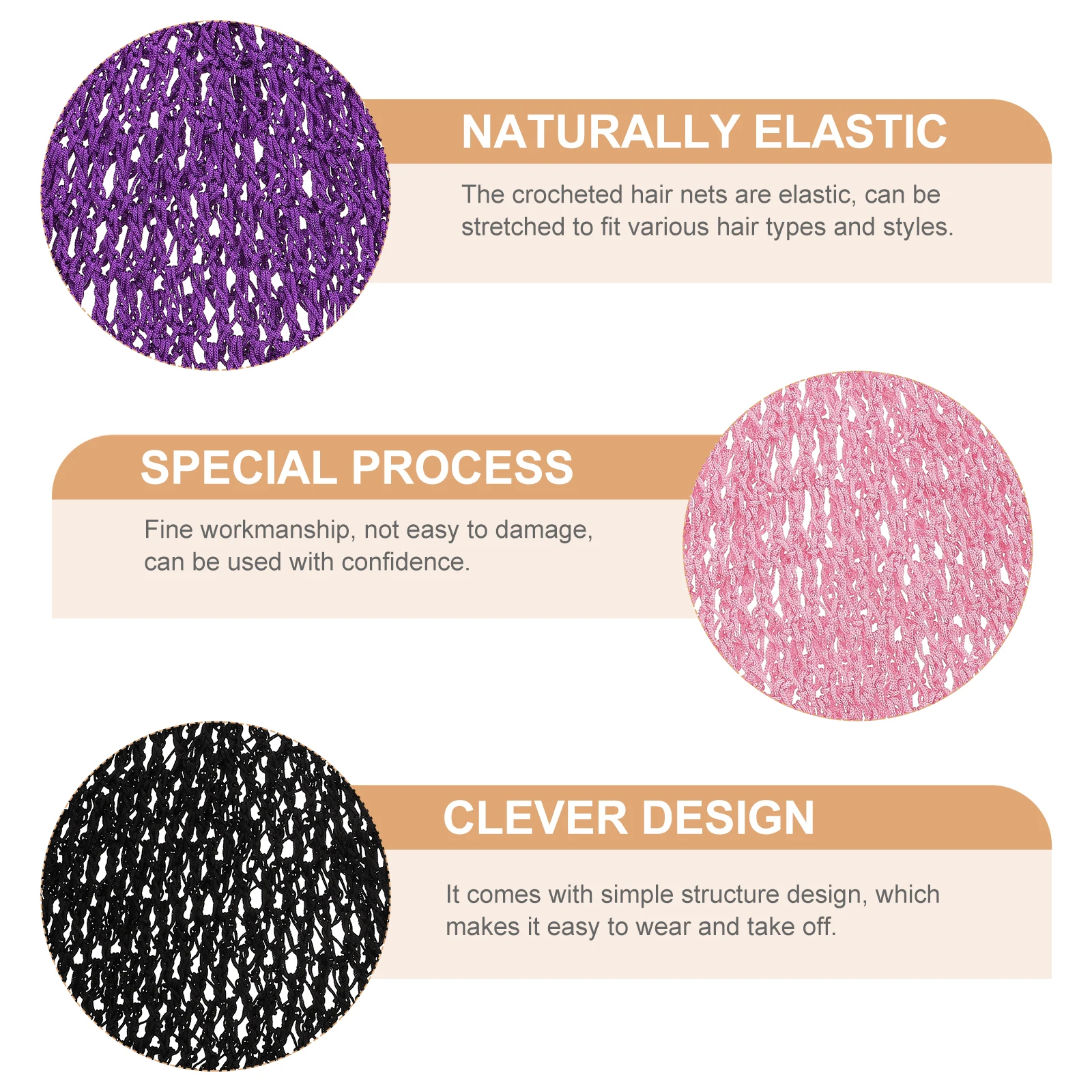 

3pcs Mesh Nets Women Hair Care Net Long Elastic Hats For Sleeping Salon Home Hair Breathable