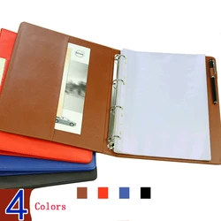 Good Quality PU Leather 4 Rings( 25mm Diameter) Folder Black Red Blue Brown