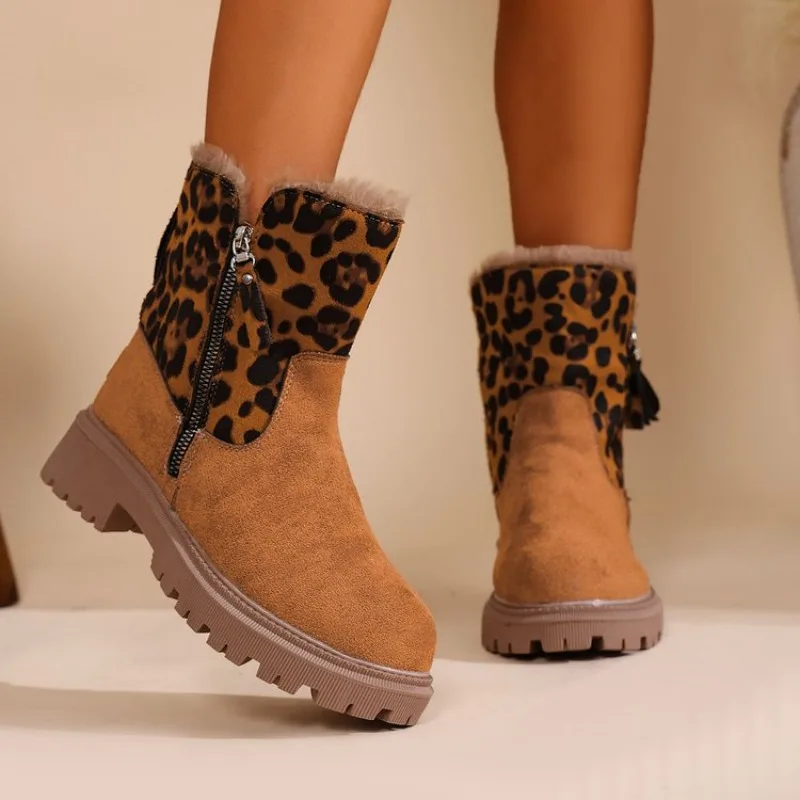 Women Snow Boots 2025 New Keep Warm Cotton Shoes Faux Suede Non-slip Winter Boots Woman Trend Comfortable Platform Ankle Booties