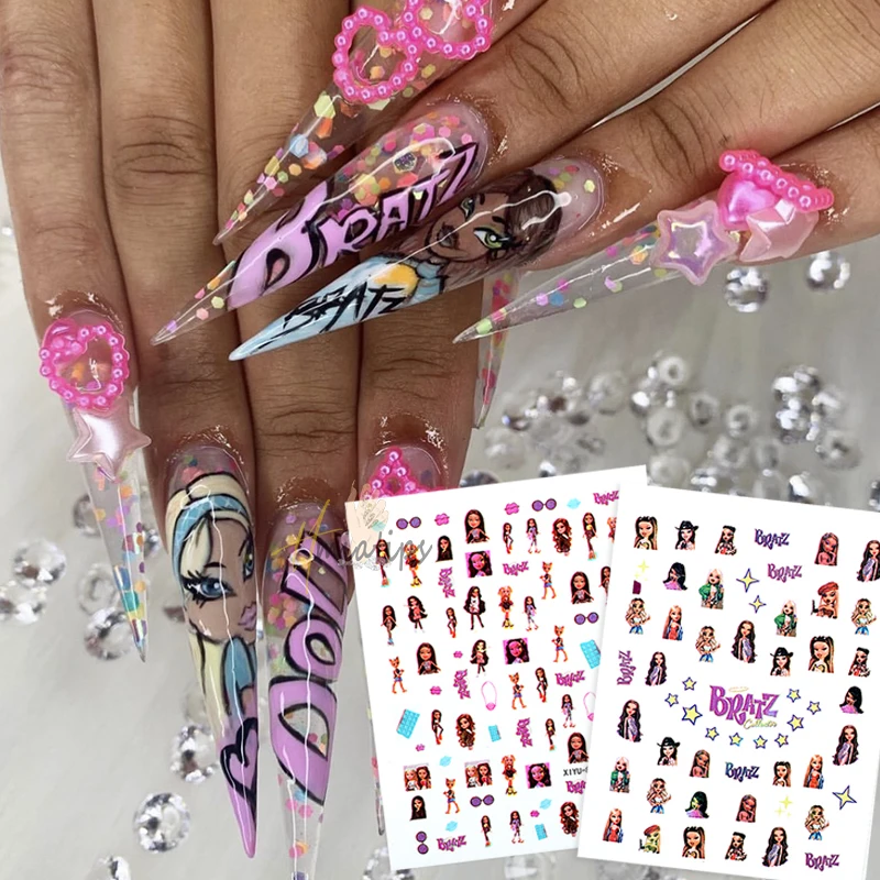 3D Nail Art Sticker Decals Doll Cartoon Self-adhesive Transfer Decal Sliders Tips Wrap Salon Manicure Decoration