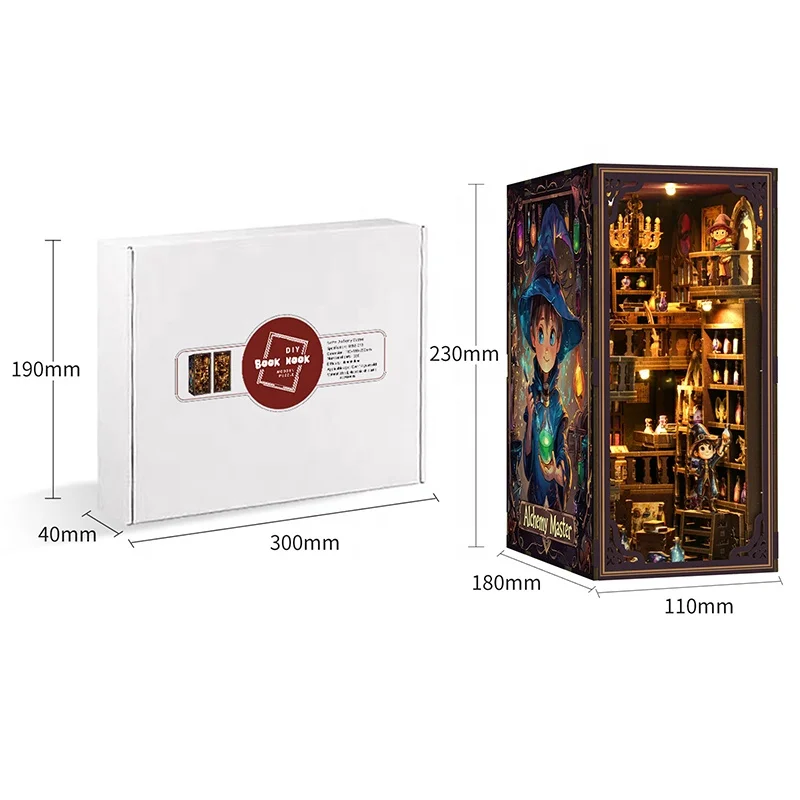 DIY Book Nook Kit Magic House Manufacturer 3D Wood Mini Book Nook Magic House Eco-friendly Wooden Dollhouse Library for Adults
