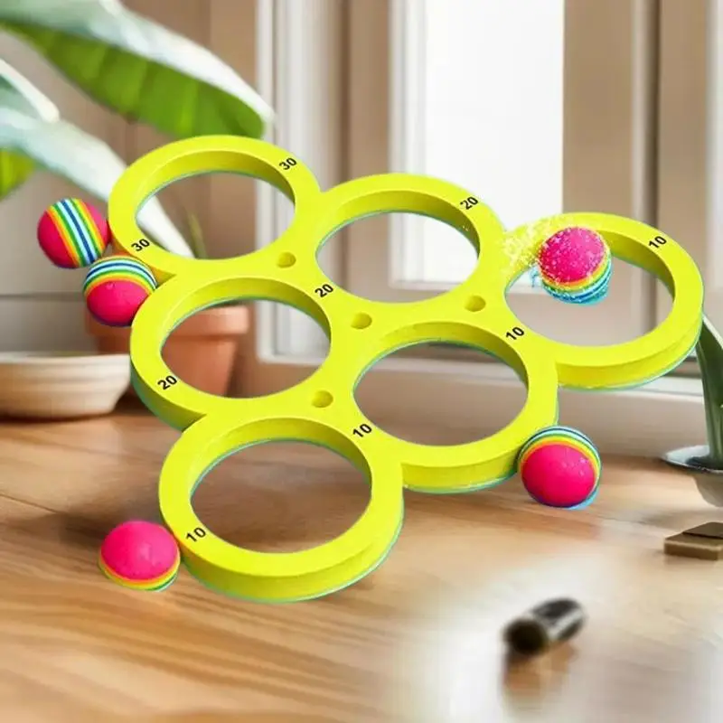 Splash Water Game Set: EVA Throwing Circle & 10/12 Rainbow Balls Pool Toy