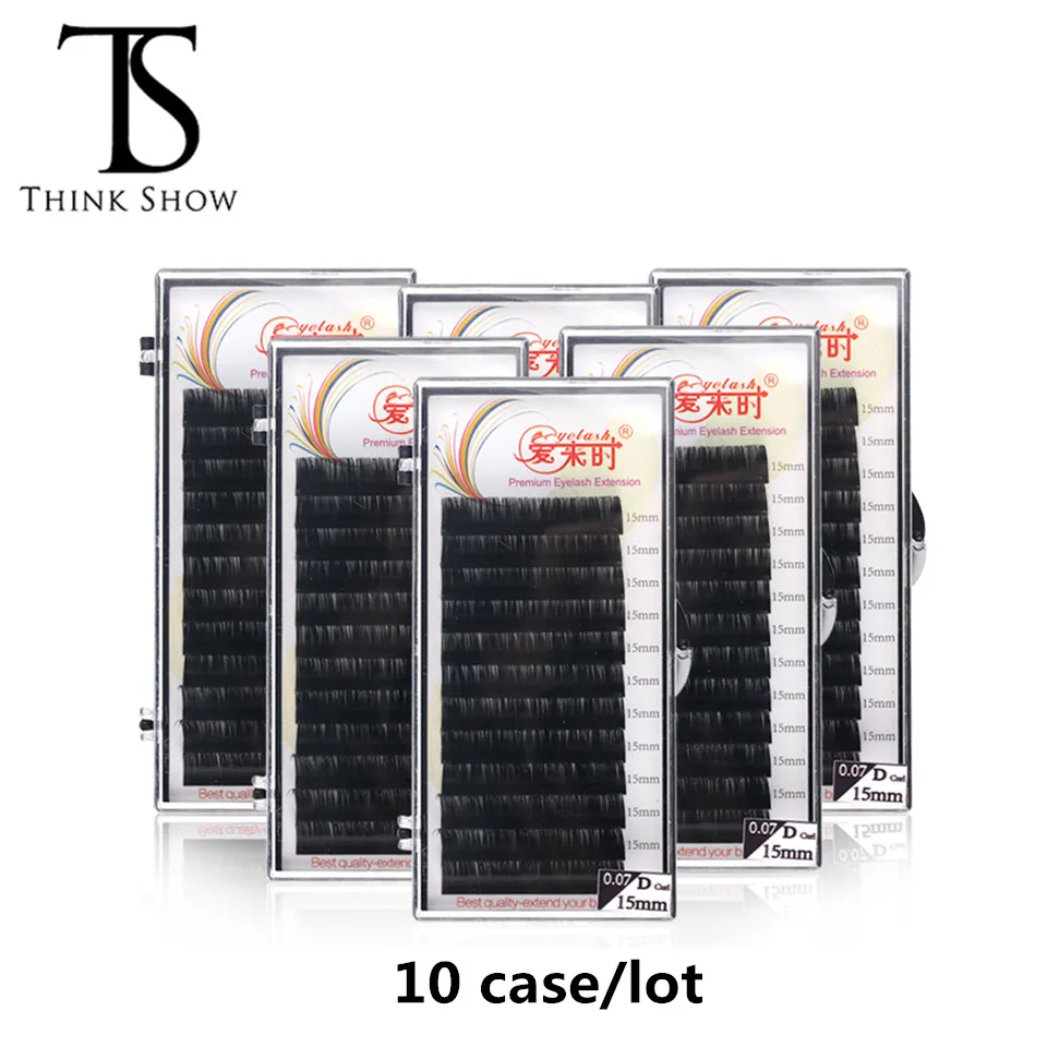 THINKSHOW 10 Case Individual Eyelashes Extensions High Quality Natural Lashes Russian Silk Volume Lash Extension Faux Mink