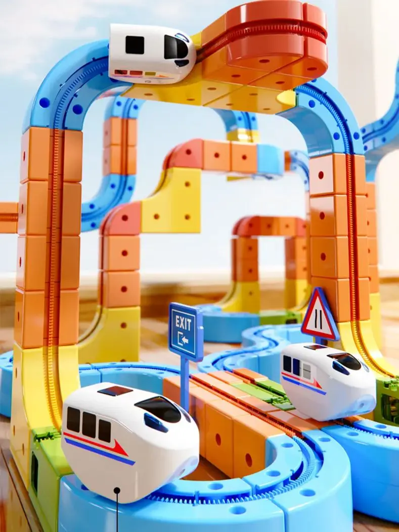 

DIY Gear Track Car Set ABS Building Blocks Educational Toy Flexible Track Assembly Creative Play For Kids Boys Gifts