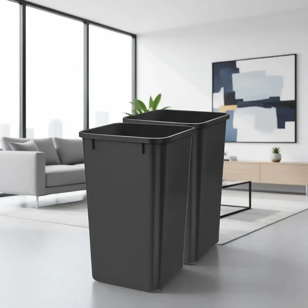 

Dual 27-Quart Black Trash and Recycle Bins for Kitchen or RV Use
