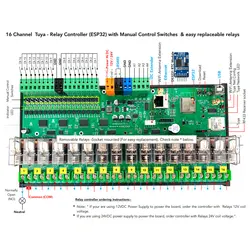 KC868-E16T Tuya ESP32 Relay Board Smart Home Automation Controller Tasmota ESPHome WiFi/RJ45/RS485 RTC IIC Module