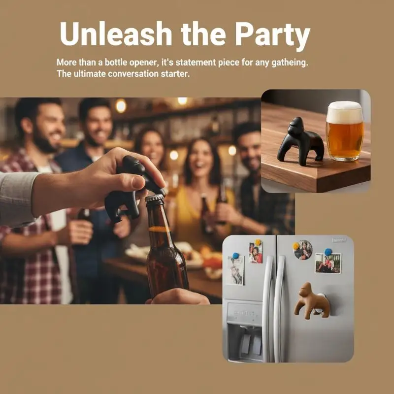 Durable Beer Opener Gorilla Bottle Opener Cute Gorilla Beer Bottle Opener Magnet 3d Soda Beverage Bar Tool Stainless Steel