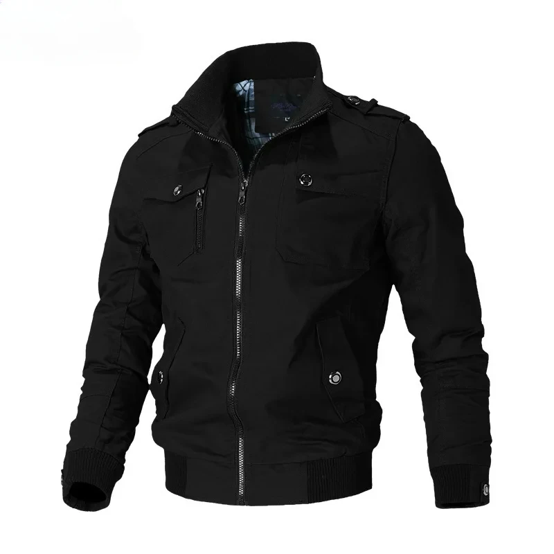 Veste coupe-vent en coton multi-poches pour hommes, manteau de travail extérieur, vêtements d'entraînement de moto, col à la mode, 5XL, automne et hiver