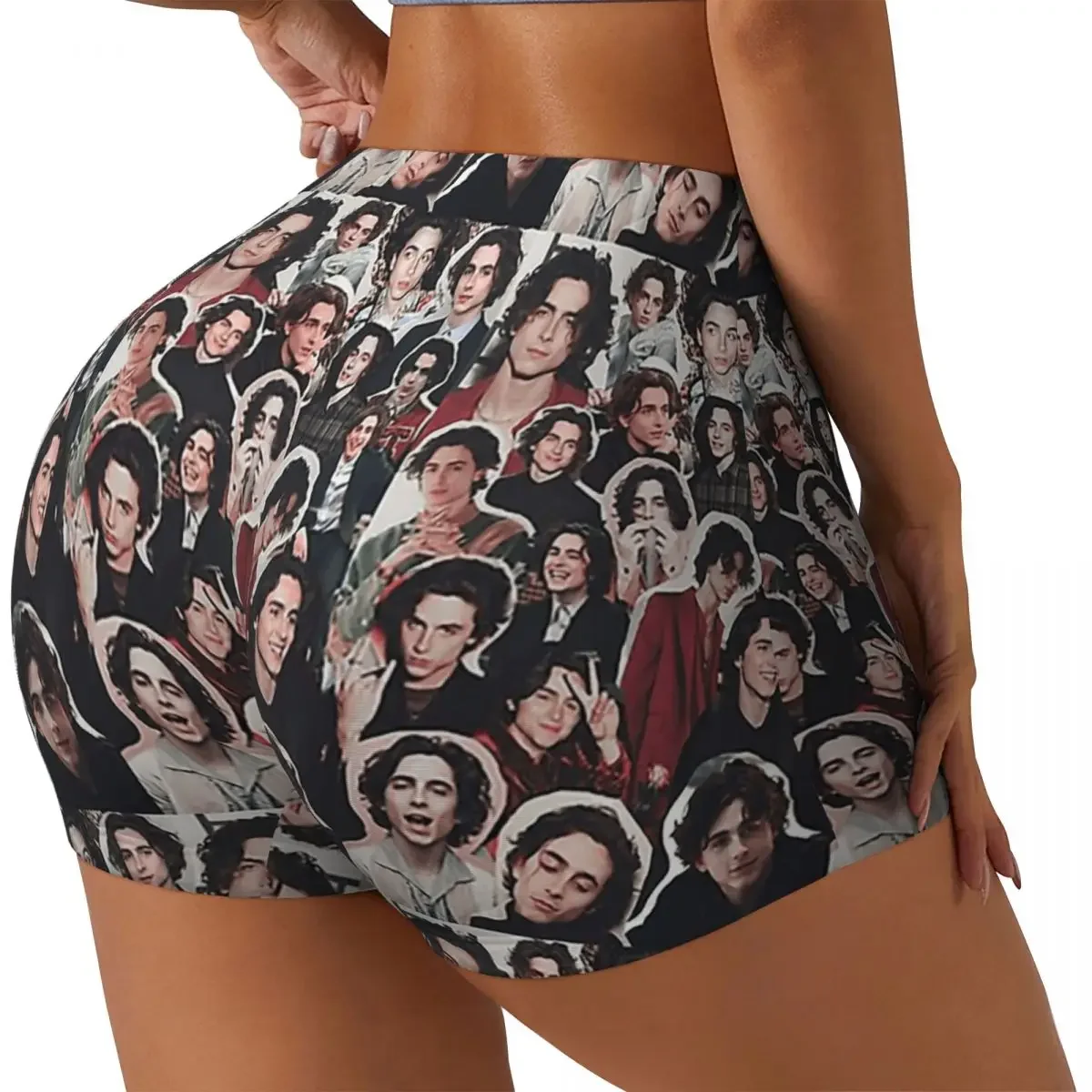 Custom Timothee Chalamet Collage Edit Women Gym Workout Running Shorts Athletic Volleyball Biker Yoga Shorts
