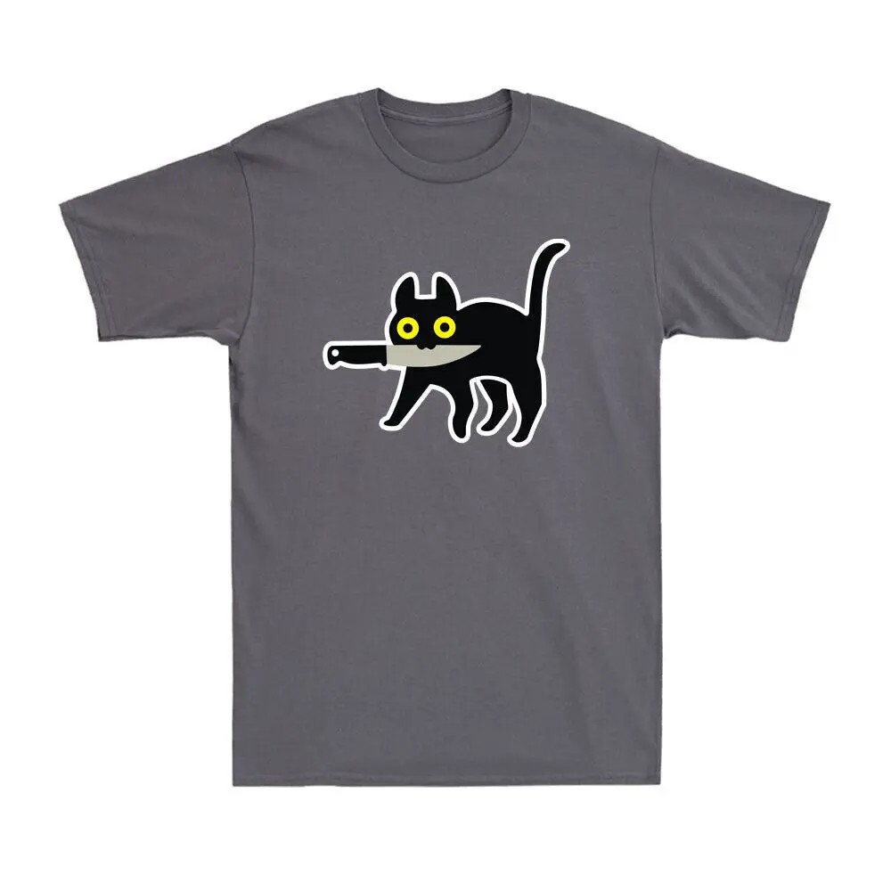 With Knife In Mouth Meme Cute Cat Kitten Murder Joke Men's T-Shirt