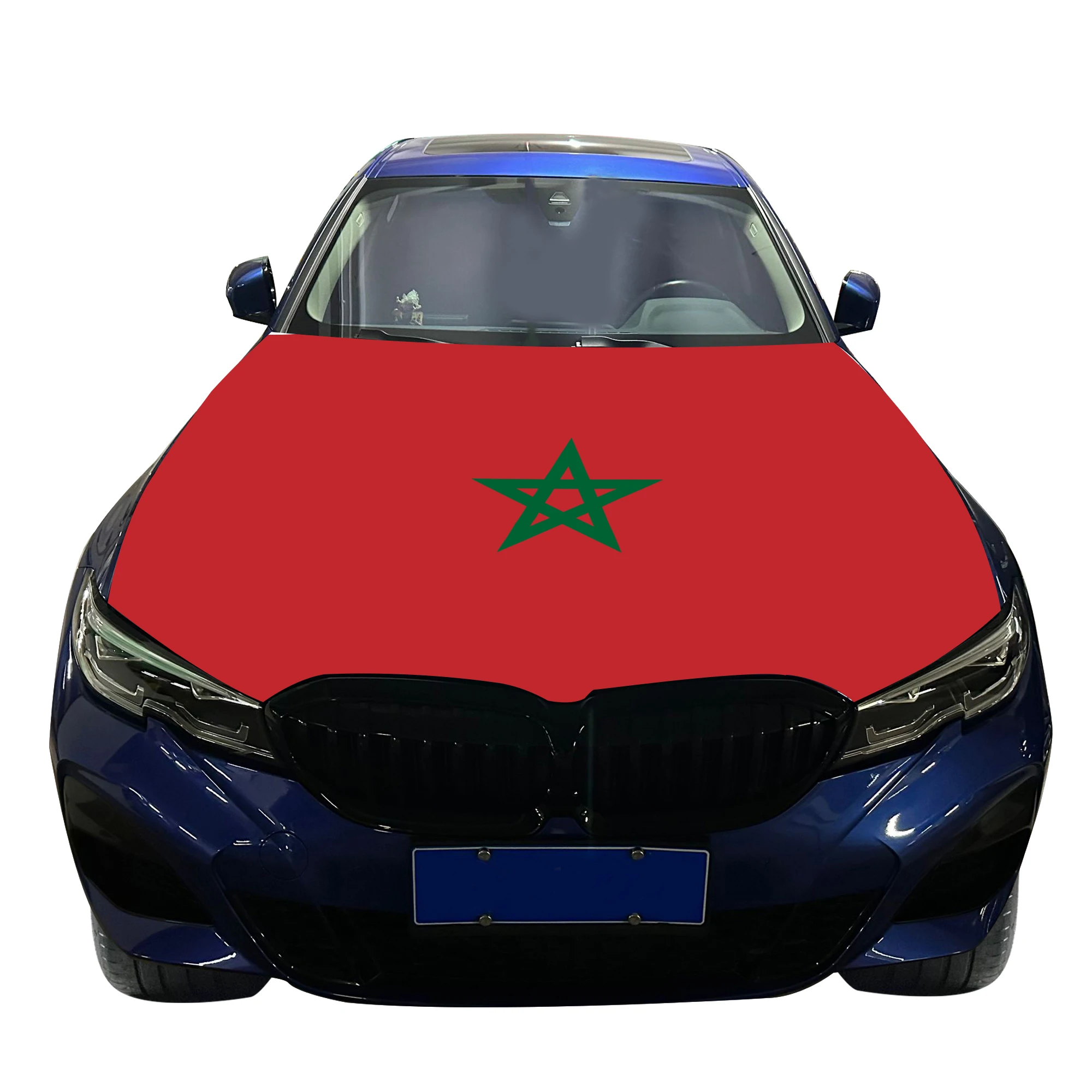 Morocco Islands Car Hood Cover Flag  Universal Size Elastic Polyester 120x150cm for Car Decor