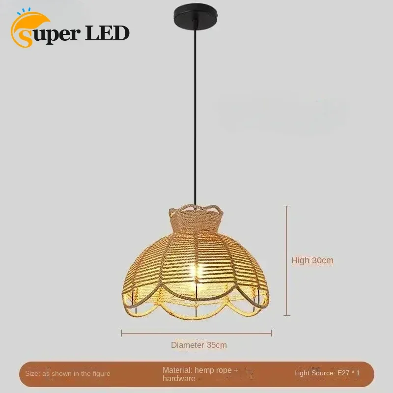 

Vintage Pendant Lamp E27 Hemp Rope Iron Lampshade for Bar Shop/Coffee House Loft Chandeliers Indoor Lighting Cord Pendant Lights