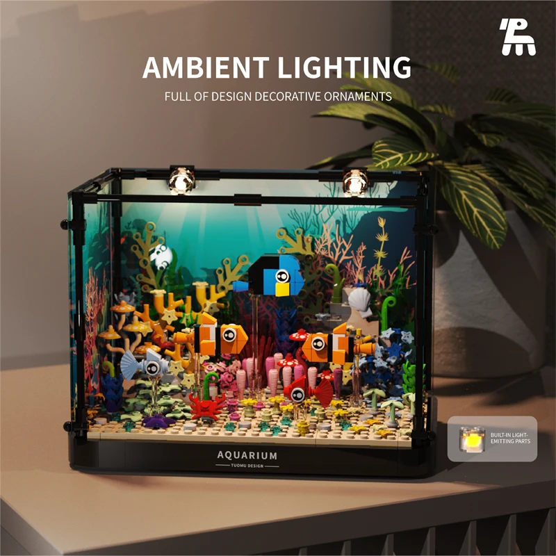 Aquarium building blocks fish tank underwater world scene Assembling toy ABS plastic Creative Home Decor gift for boys and girls - view 2