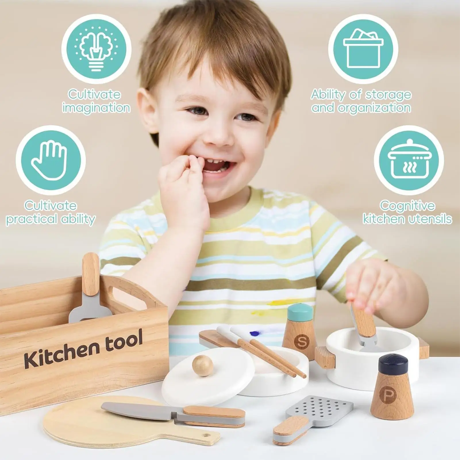 ชุดของเล่นครัวเด็ก 10 ชิ้น ชุดอุปกรณ์ครัวพร้อมหม้อของเล่น อาหารจำลอง ของเล่นทำอาหารสำหรับเด็กเล็ก เด็กหญิง เด็กชาย ของขวัญ