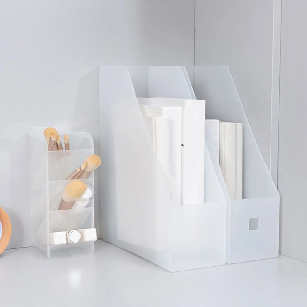 

3pcs File Document Storage Rack Desktop Bookshelf Office Files Holder Plastic Organizer Vertical File Stand Modern