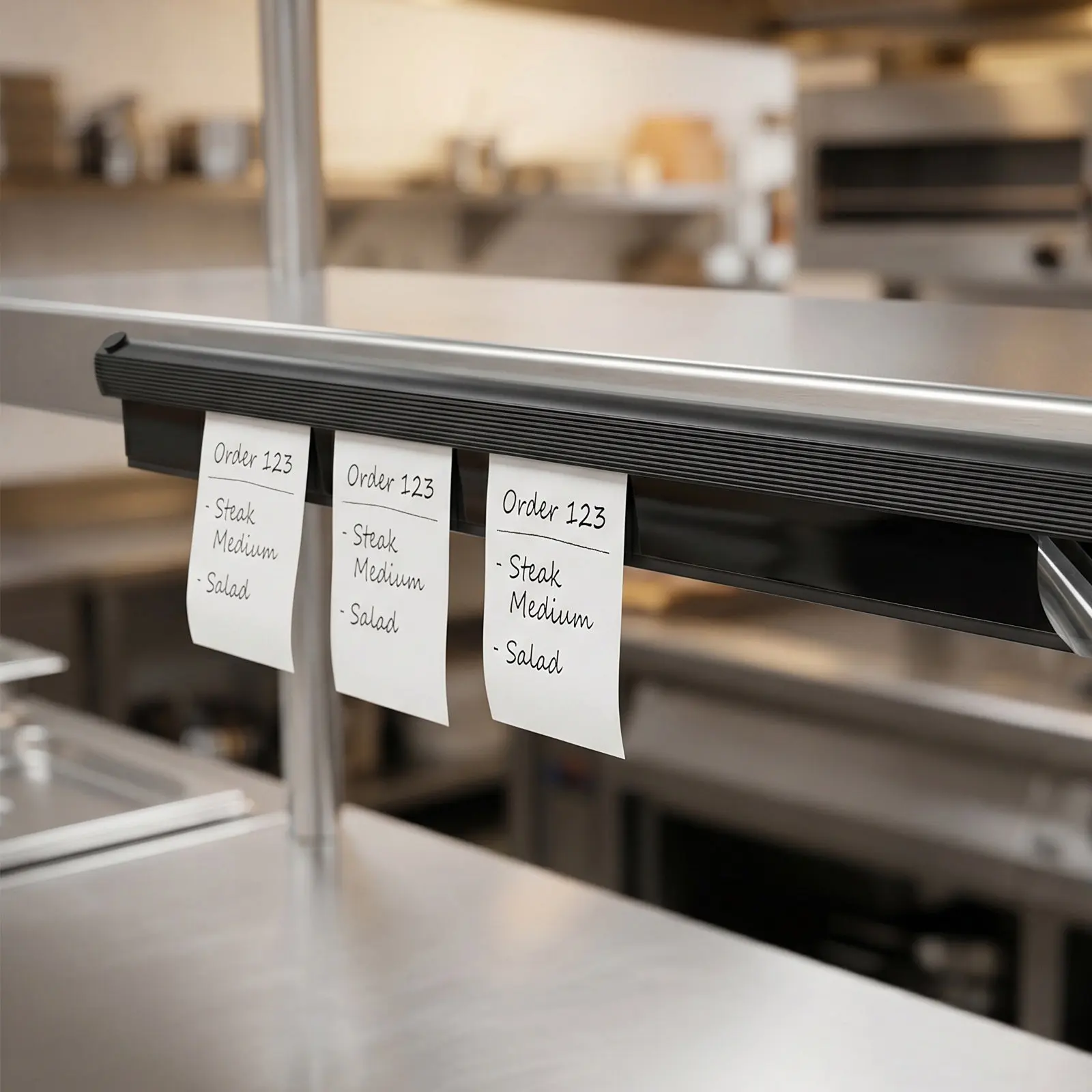Aluminum-Magnesium Order Slip Holder Restaurant Ticket Rack 19.7 Inch Wall Mounted Kitchen Receipt Rail Sliding Order Organizer