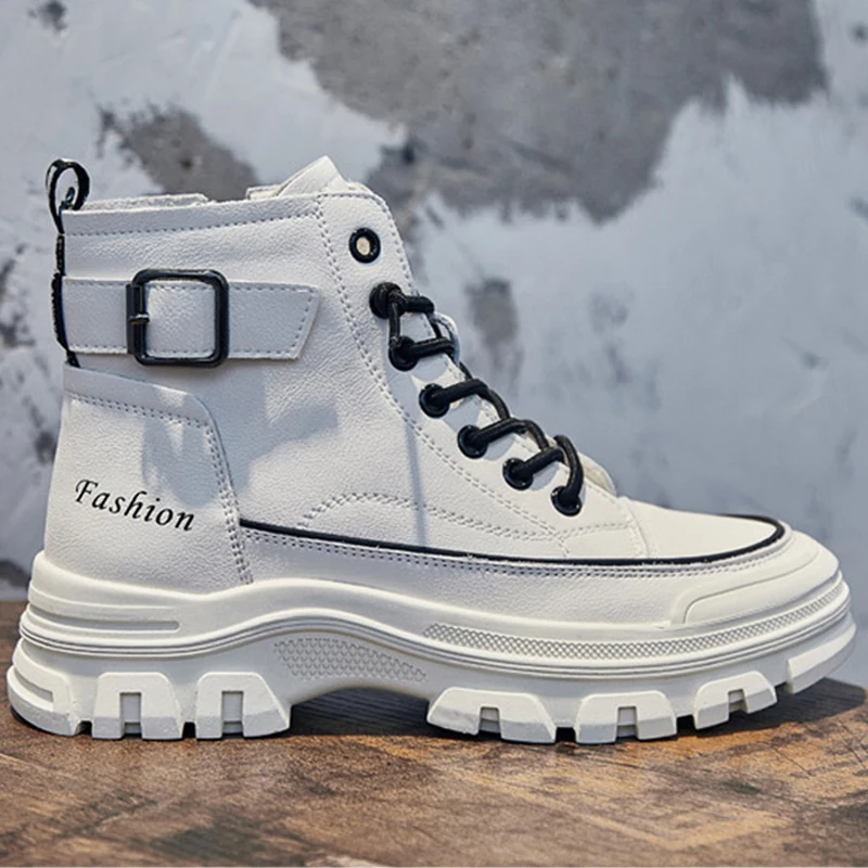 100% جلد طبيعي الشتاء أحذية النساء الموضة الحديثة الأحذية العلامة التجارية السيدات حذاء من الجلد سميكة وحيد الارتفاع زيادة 4 سنتيمتر D238 #4