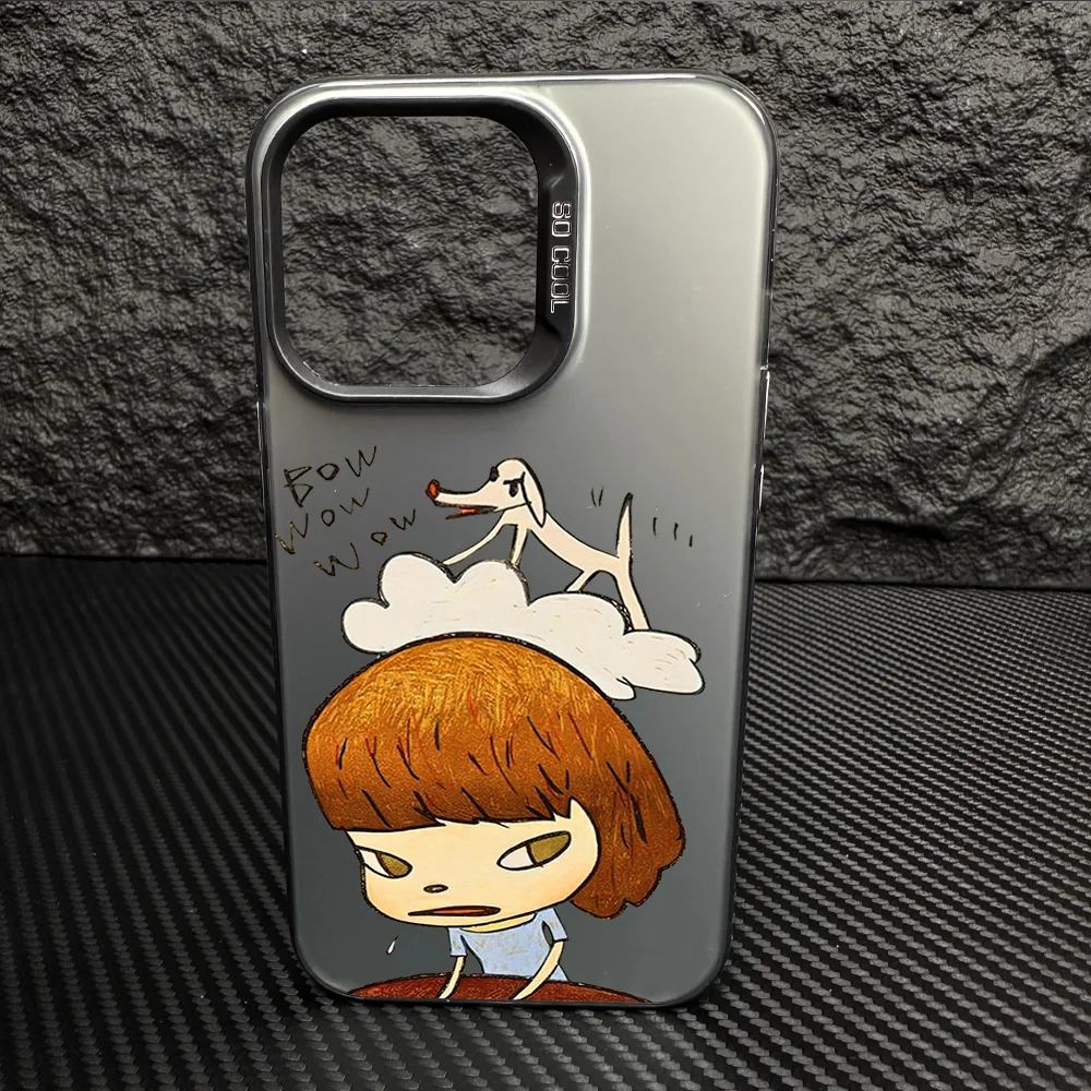 Y-Yoshitomo N-Nara A-Art IMD Colorful Phone Case Silver Cover Suitable for iPhone 12 11 13 14 15 16 Max Pro Plus