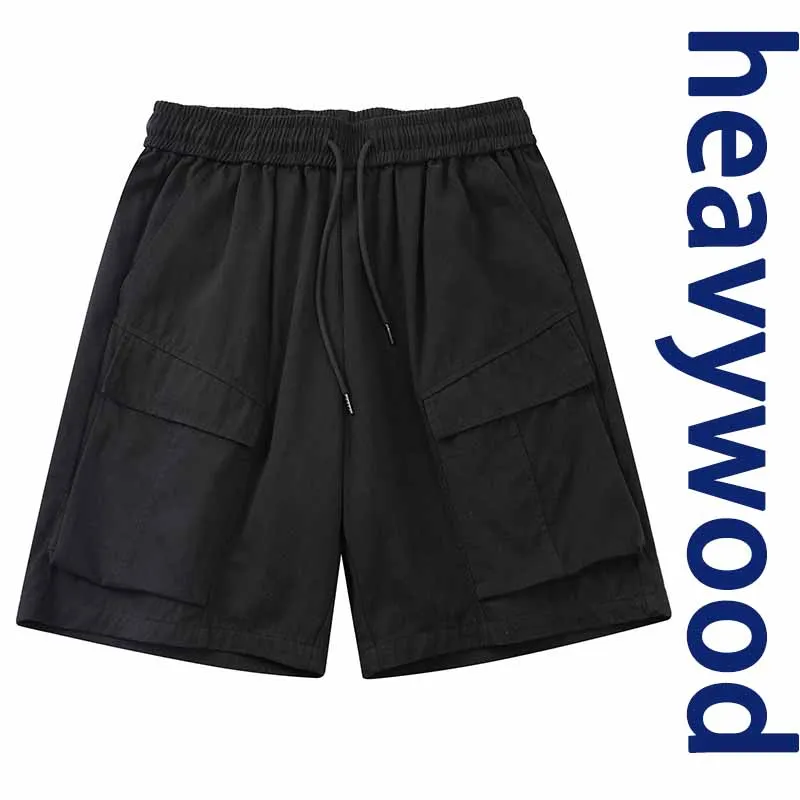 Men's Summer Thin Ice Silk  Dry Casual Loose Cargo Shorts Man  Workwear Orts Five-Quarter Length  Multi-ket Sports Mid-Pants