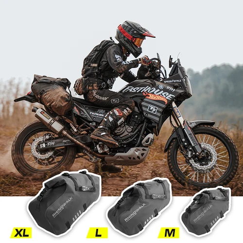 Imagen 2 del producto Alforja de motocicleta Rhinowalk impermeable para la mayoría sin bastidores laterales bicicleta deportiva todoterreno compatible con BMW Honda Kawasaki Yamaha Benelli