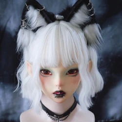 Lolita Faux Fur Cat Ear Headband Anime Costume Plush Hair Hoop for Music Festival Halloween Carnival Party Cosplay Photo Props