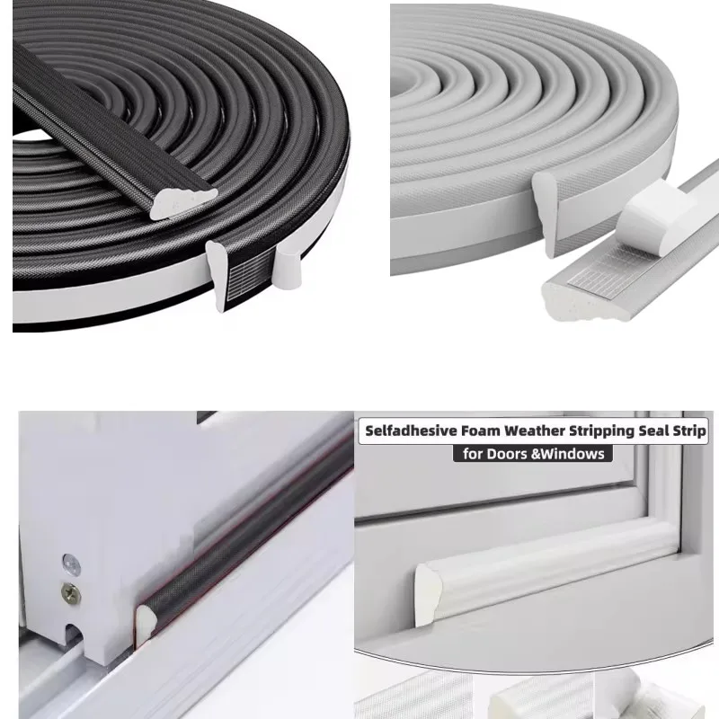 5M Door and Window Seals wedge weather stripping seal strip Doors Gap Filler Noise Blocker Foam Tape Sealing