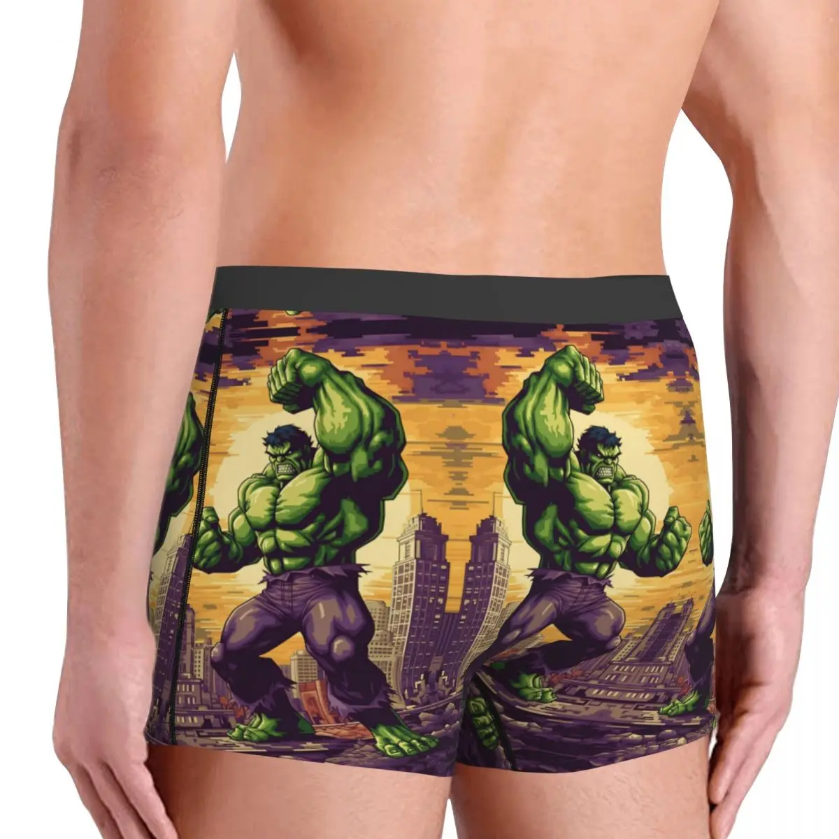 Novità maschile personalizzata Hulk Incredible Glow Intimo Cartoon Movie Boxer Slip Pantaloncini morbidi Mutandine Mutande