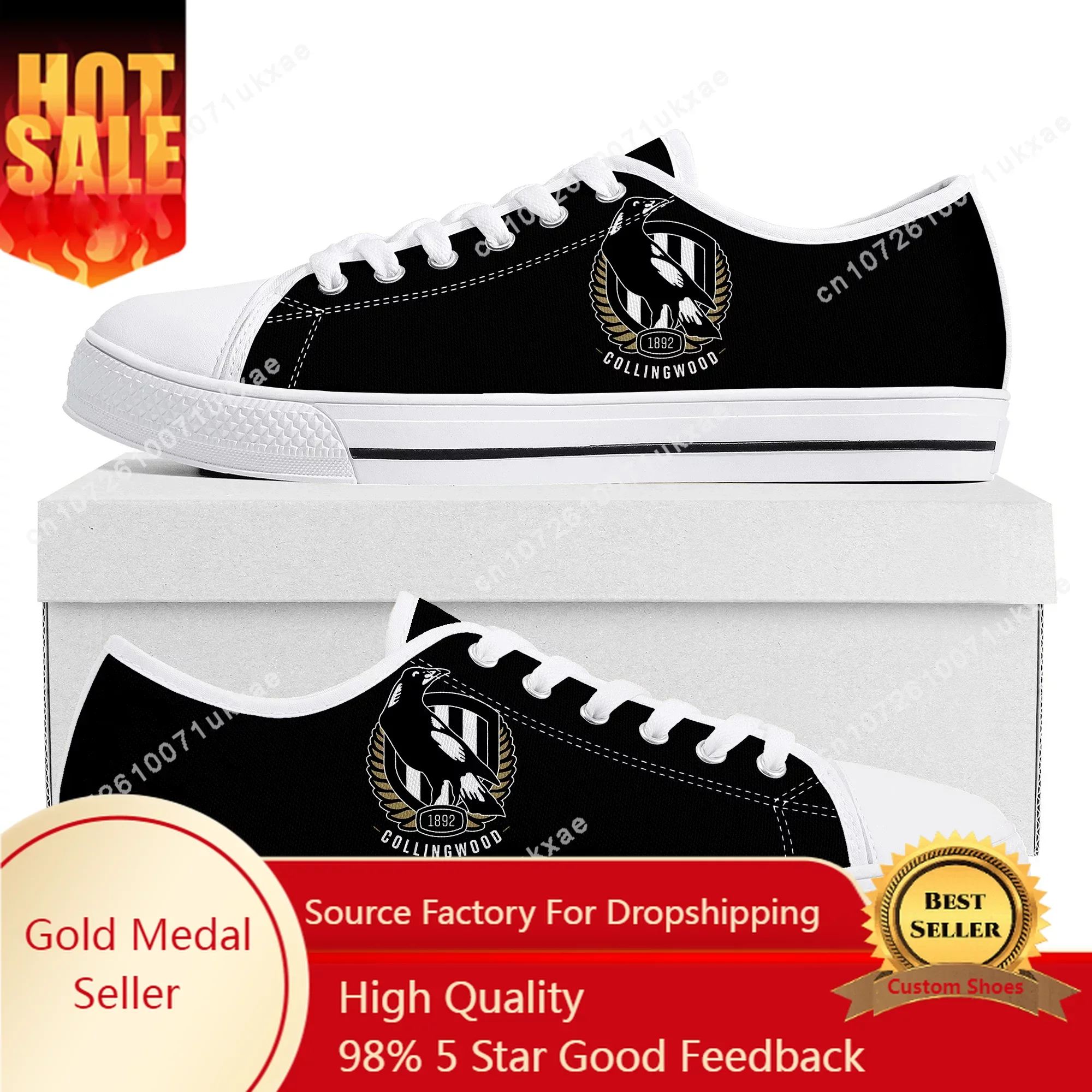 

Collingwood Magpies Australian Football Low Top Sneakers Mens Womens Teenager High Quality Canvas Sneaker Shoes Custom Shoe