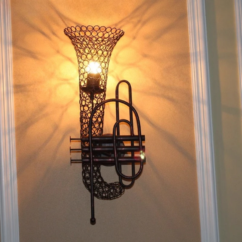 

Industrial Retro Saxophone Art Decorative Wall Lamps LED E27 Individual Wall Mounted Living Room Bedroom Bar Counter Restaurant