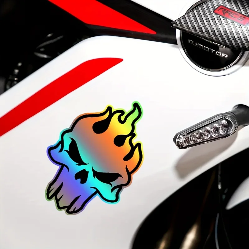 

1 шт. наклейки с рисунком огненного черепа, водонепроницаемые виниловые наклейки для декора автомобиля, мотоцикла, ноутбука